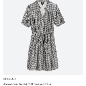 Tiered puff sleeve black and white gingham dress from Stitch Fix